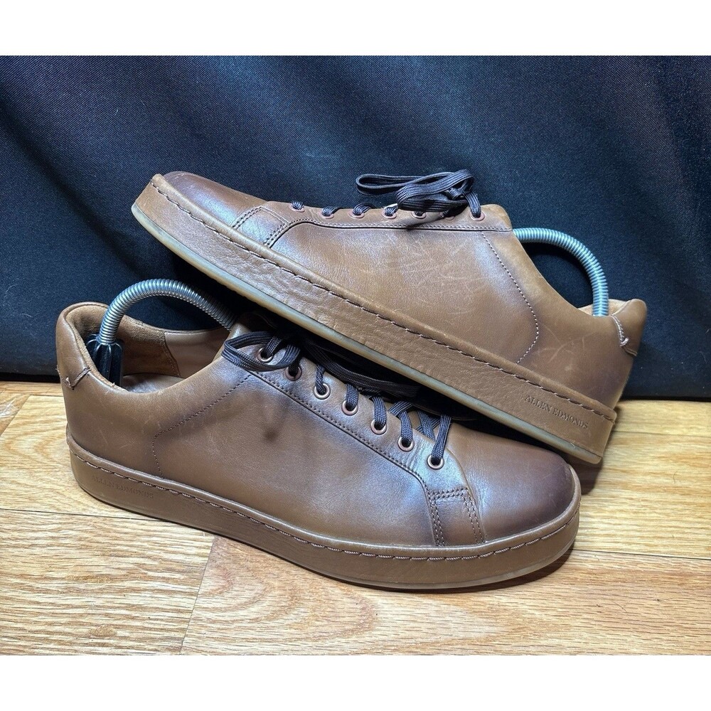 Allen Edmonds "BARNES" Lace-Up Leather Dress Sneakers 9.5 D Coffee Brown Shoes